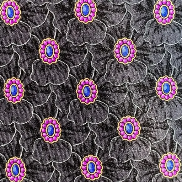 FABERGE Grey Purple Abstract Floral Silk Tie